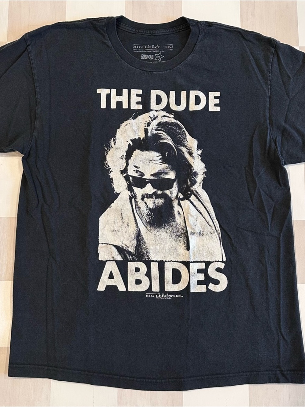 vintage big lebowski the dude abides ripple junction black white graphic tee y2k